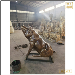 鑄銅關(guān)公 廠家鑄造小銅豬雕塑