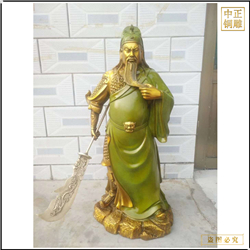黃銅關公雕塑擺件