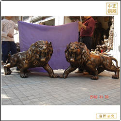 無(wú)底座款成對(duì)銅獅子擺件 無(wú)底座款成對(duì)銅獅子擺件
