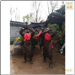 鑄銅關公 吹喇叭人物銅雕塑