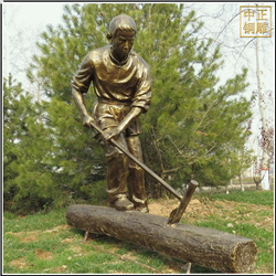 鑄銅關公 定制砍樹人物雕塑