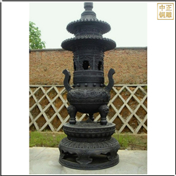 鑄銅關(guān)公 圓形銅香爐雕塑