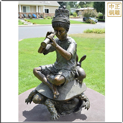 小孩坐海龜看望遠鏡人物雕塑 小孩坐海龜看望遠鏡人物雕塑